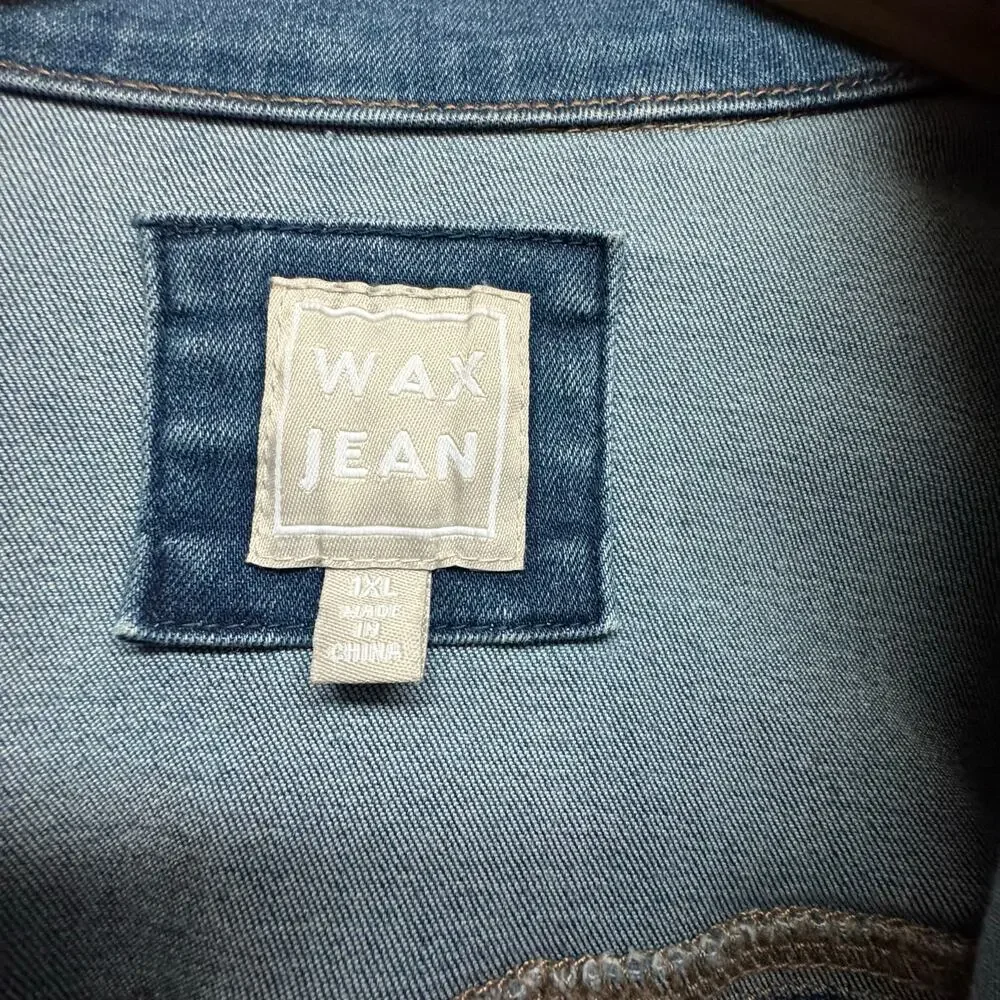 Wax Jean Classic Blue Denim Jacket Button Front Trucker Style XL - Picture 7 of 9